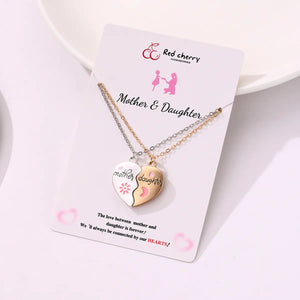 Mother Daughter Heart Pendant Necklace